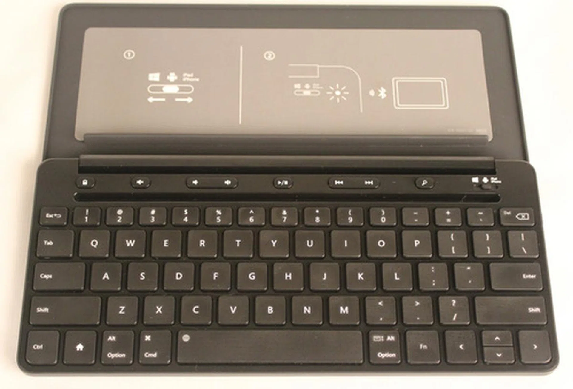 There are no shortcut buttons and the left and right arrows (bottom right) are smaller on the Wedge than on the Universal Mobile Keyboard (pictured).