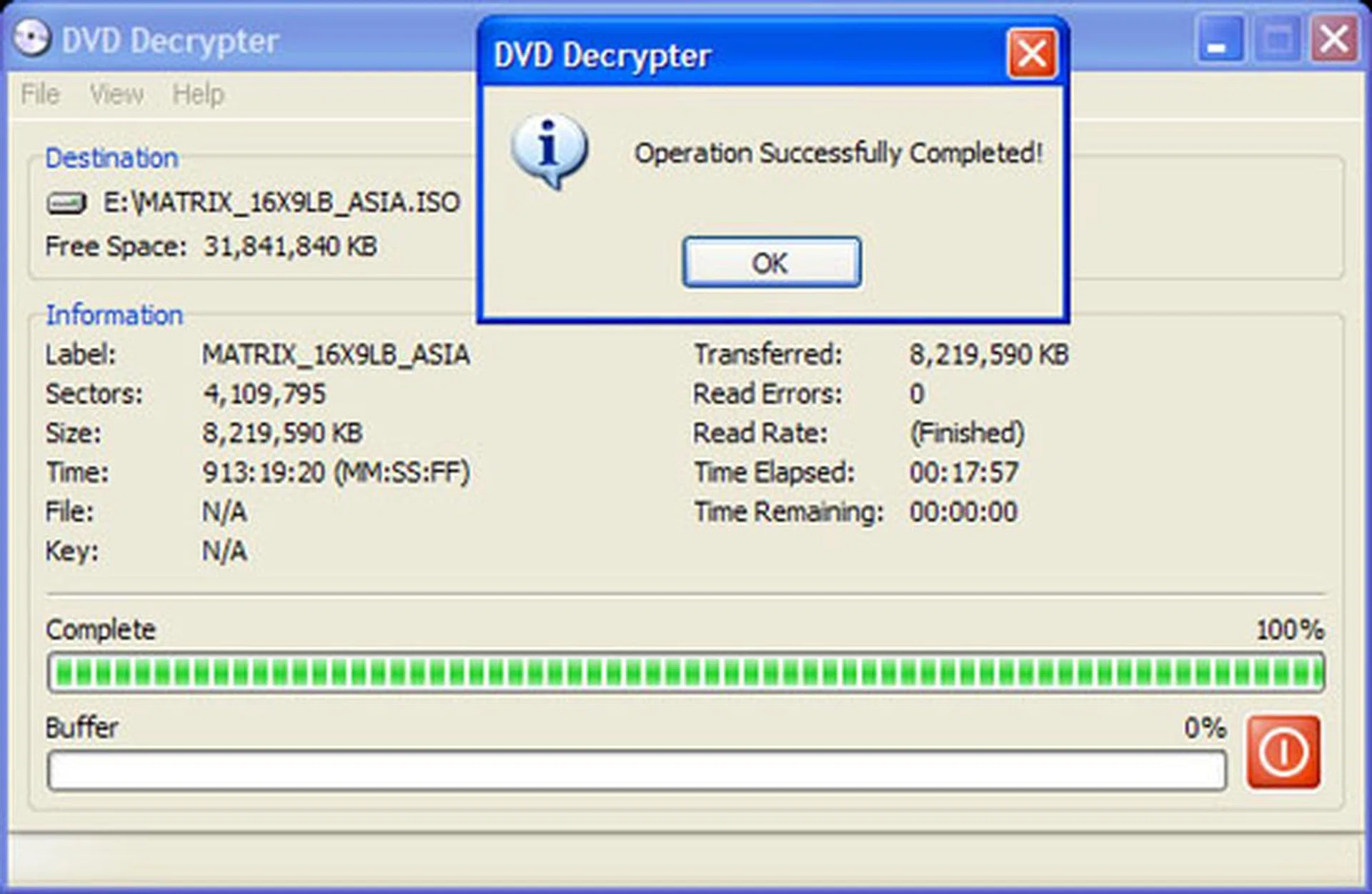 The Sony drive took a decent time of around 18 minutes to complete the DVD rip of the Matrix. Compared to the typical 17 minutes we found on other drives, it's not as slow as its 8x DVD read speed may suggest. 