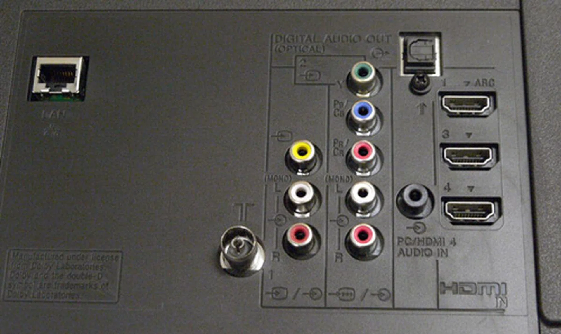 Here are the video offerings located behind the rear panel. Analog inputs such as Component and Composite jacks are present, as well as three digital HDMI inlets. The HDMI1 slot comes with an ARC feature which enables you to send audio upstream to the AV receiver.