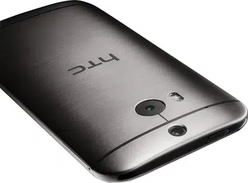 The gunmetal grey HTC One (M8) has a brushed finish on its rear. <br>Image source: HTC