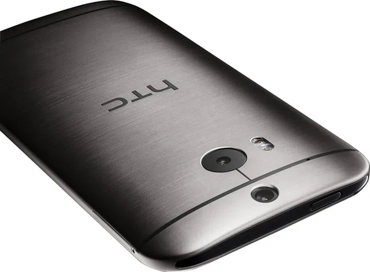 The gunmetal grey HTC One (M8) has a brushed finish on its rear. <br>Image source: HTC