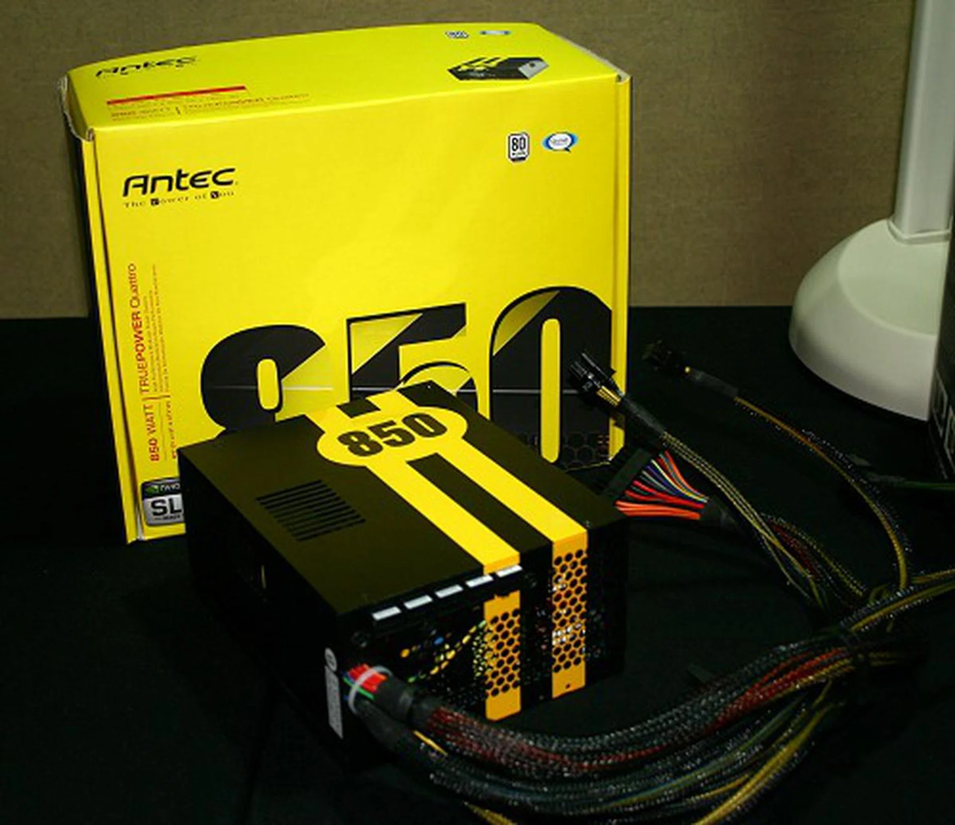  To accompany the chassis of a demanding user, here's the Antec TruePower Quattro 850W PSU that's tested and earned the 80-plus efficiency seal for great power efficiency at low or high loading levels, quad +12V rails and has designed with cable management in mind.  