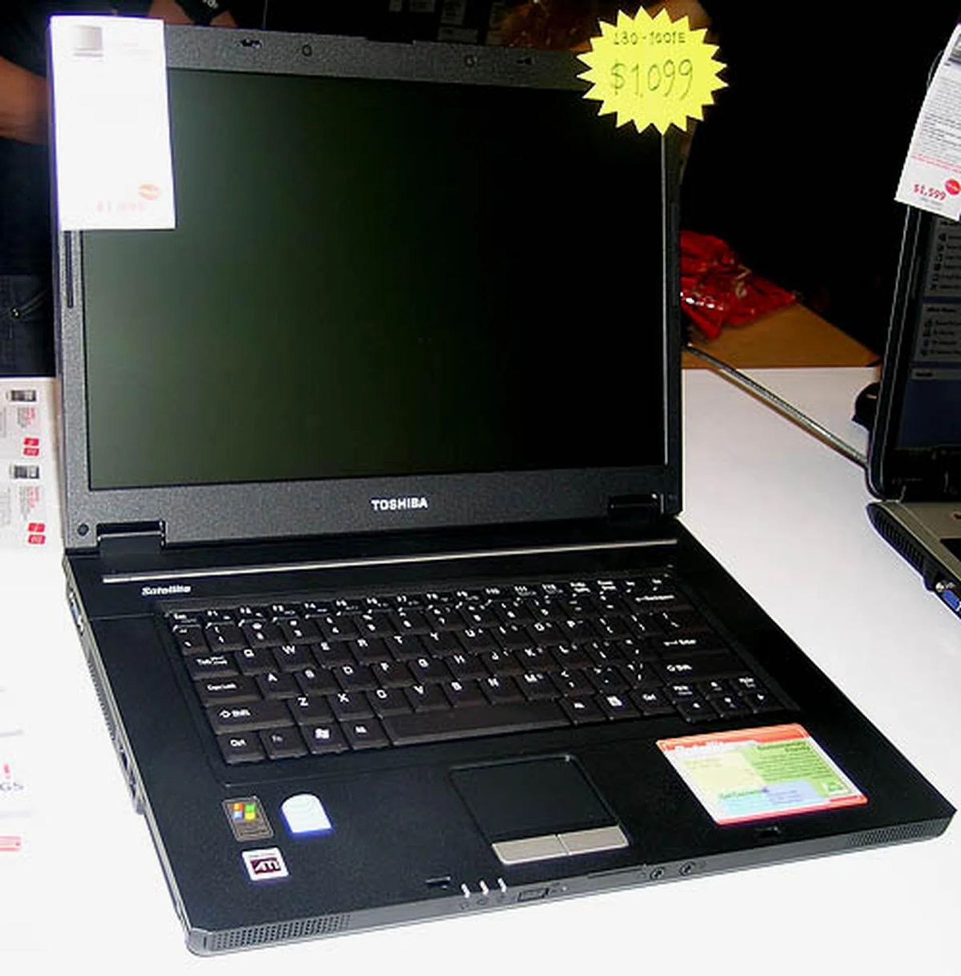 At $1099, this is the cheapest Toshiba notebook at Sitex. The specifications however are quite limited, with a Celeron M processor and only 256MB of system memory. Definitely not for power users.