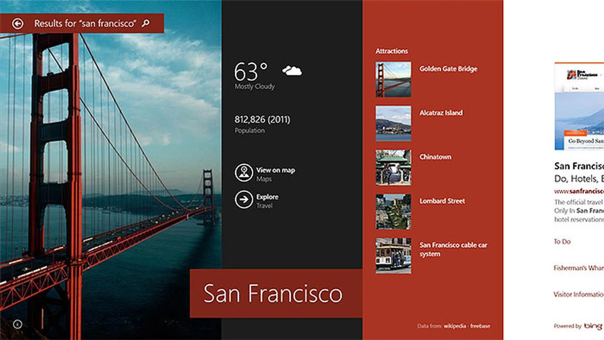 Here's how it looks like when we searched for San Francisco.
