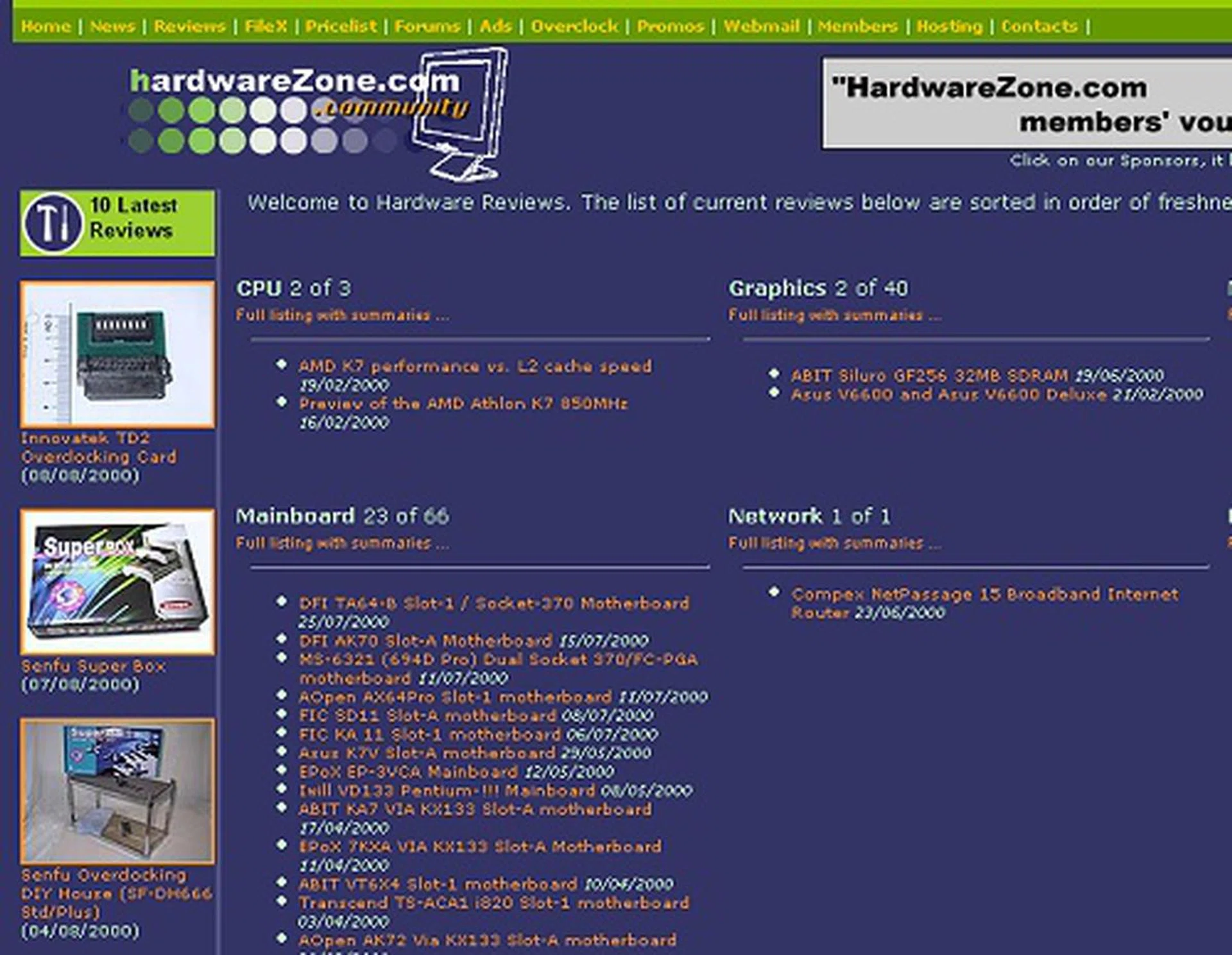 Here's a quick view of the reviews main page back then. Older articles from our previous interface were linked from another location and weren't yet reflected in this newer content management system after the site was re-launched.