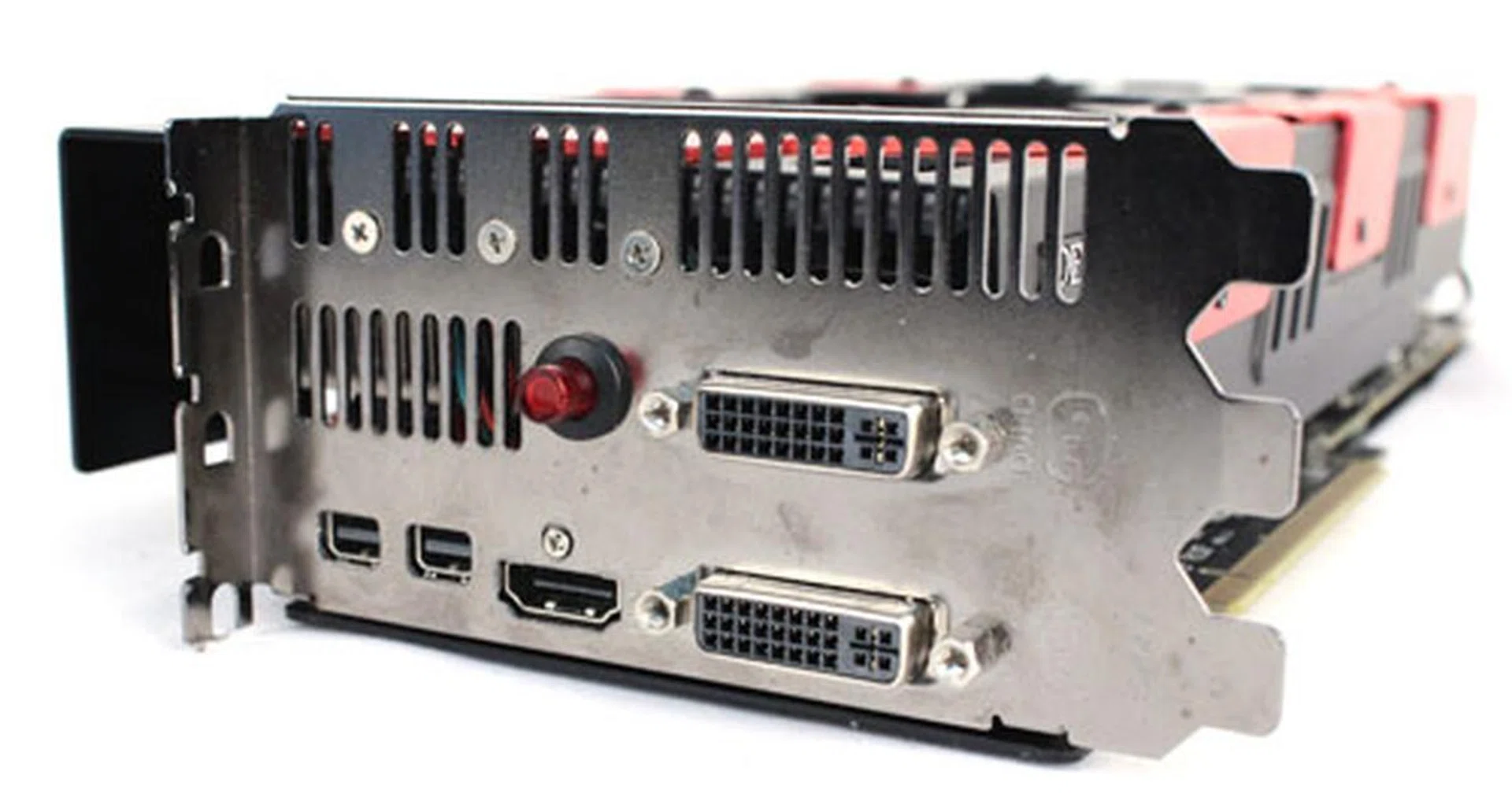 A button found on the I/O panel activates the Devil 13's OC BIOS profile, which overclocks the card to 1000MHz, with memory remaining at 5500MHz DDR. Unfortunately, this feature cannot be performed on the fly, and you'll have to reboot to load the new clock speeds.