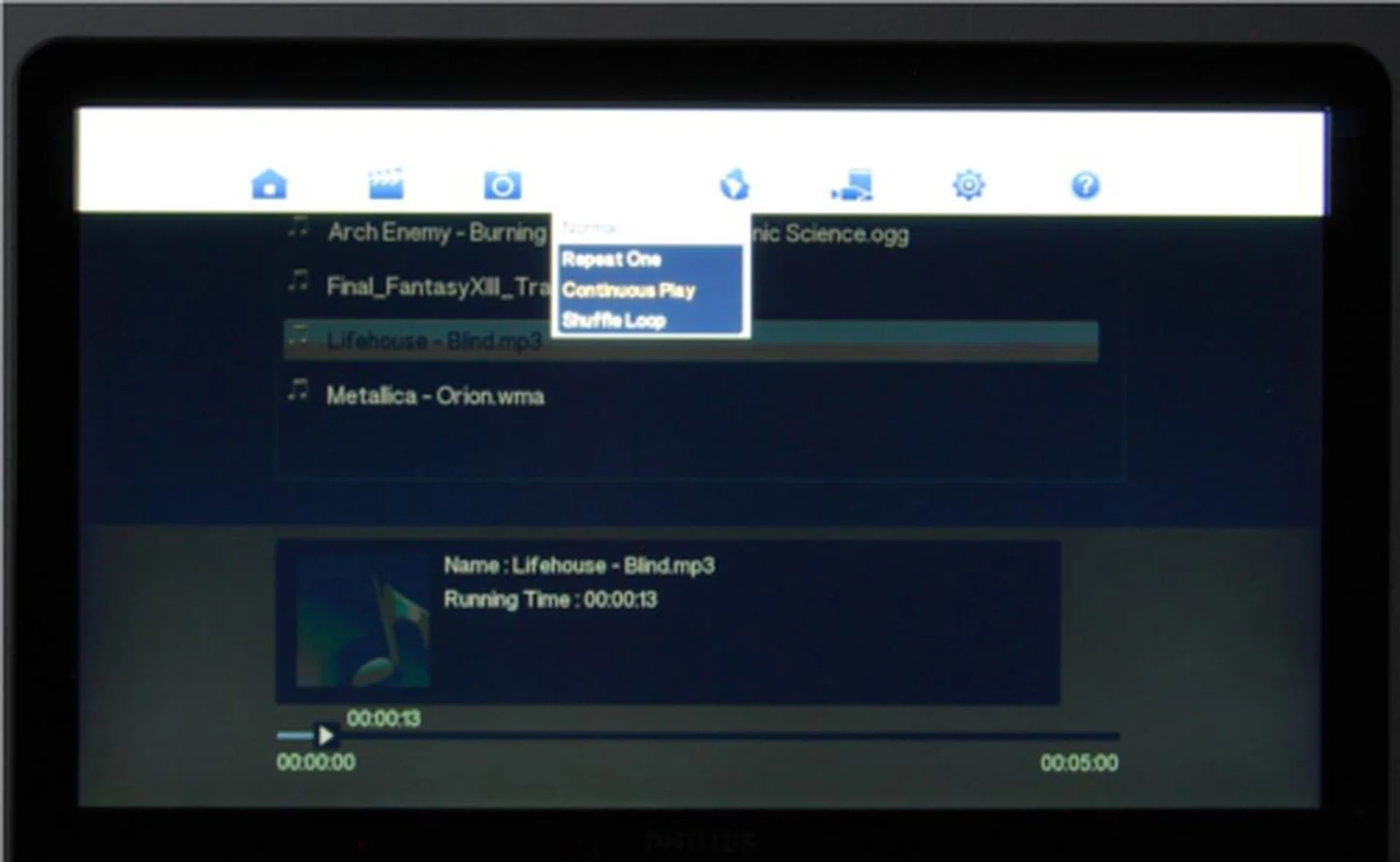 Simple options for the music submenu as well.