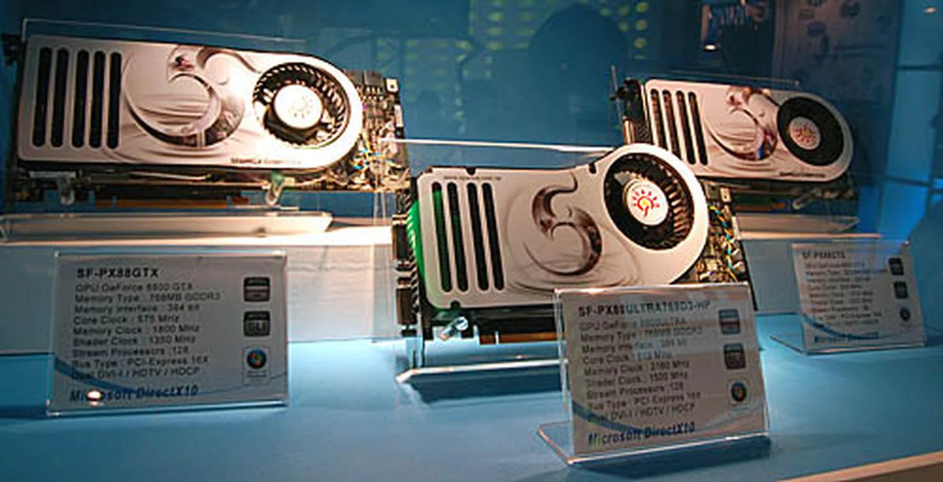  A set of reference based GeForce 8800 series graphics cards from Sparkle.  