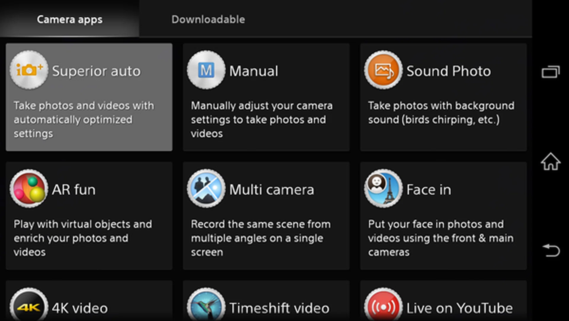 Sony preloads some new camera apps such as AR Fun on the new Z3 models.