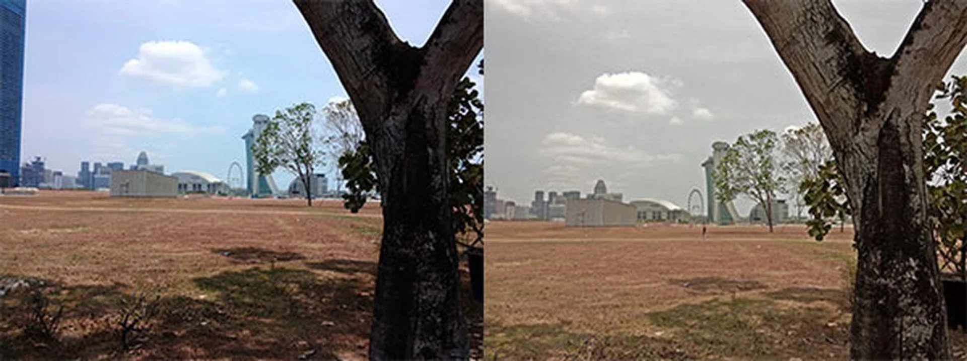 Without HDR on the left. On the right, after activating HDR, the saturation appears incorrect, rendering the scene as though it is blocked by haze.