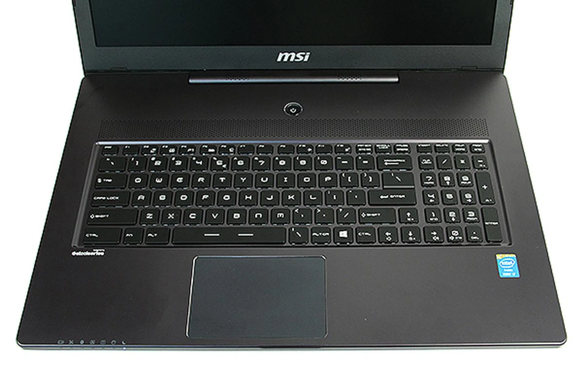 The GS70 Stealth has a full aluminum chassis, but there's still a bit of flex in some areas if you exert enough force. That aside, the palm rests, as is the trackpad, are spacious.