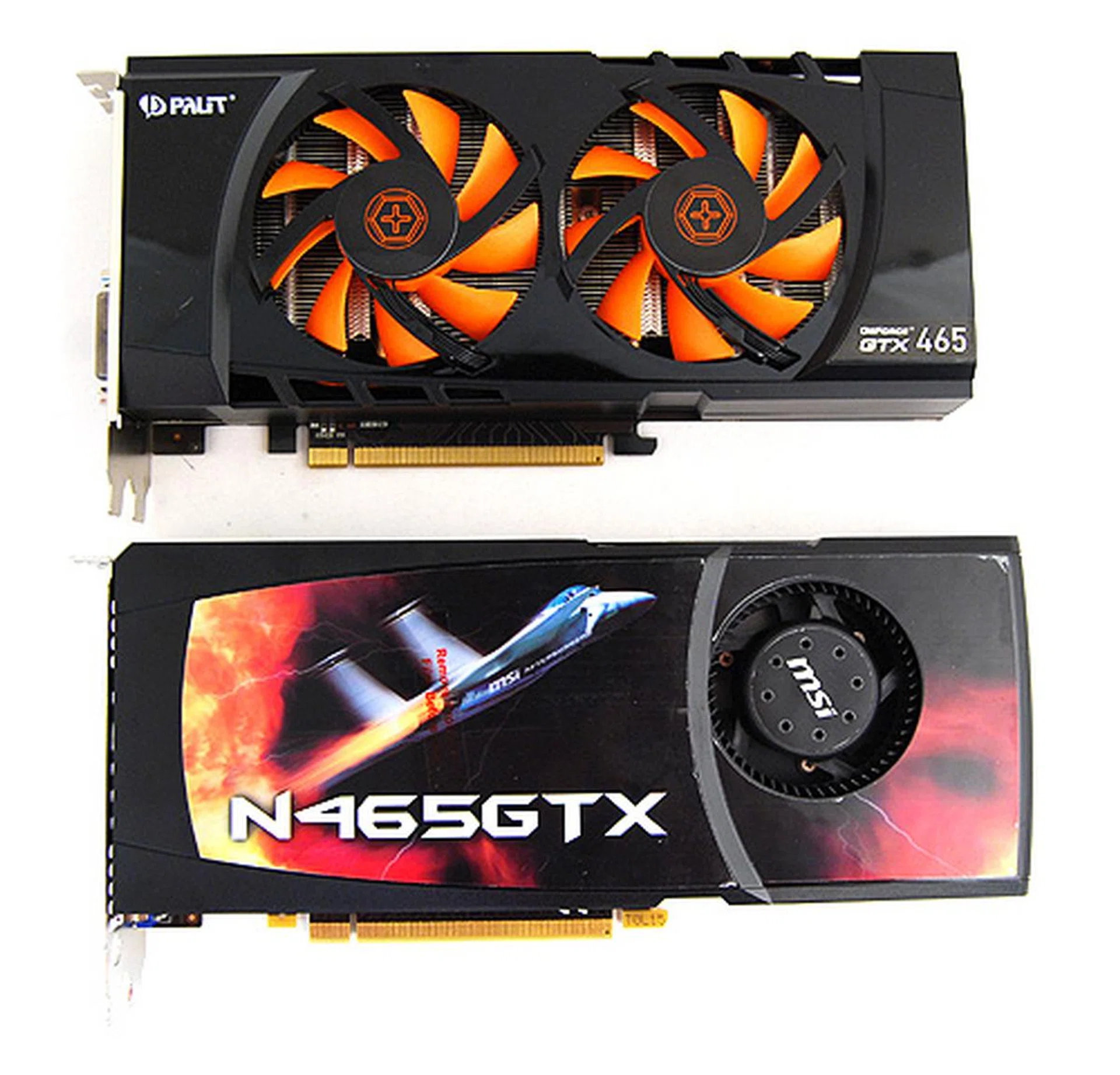 The Palit GTX 465 has a very attractive and funky black and orange color scheme.