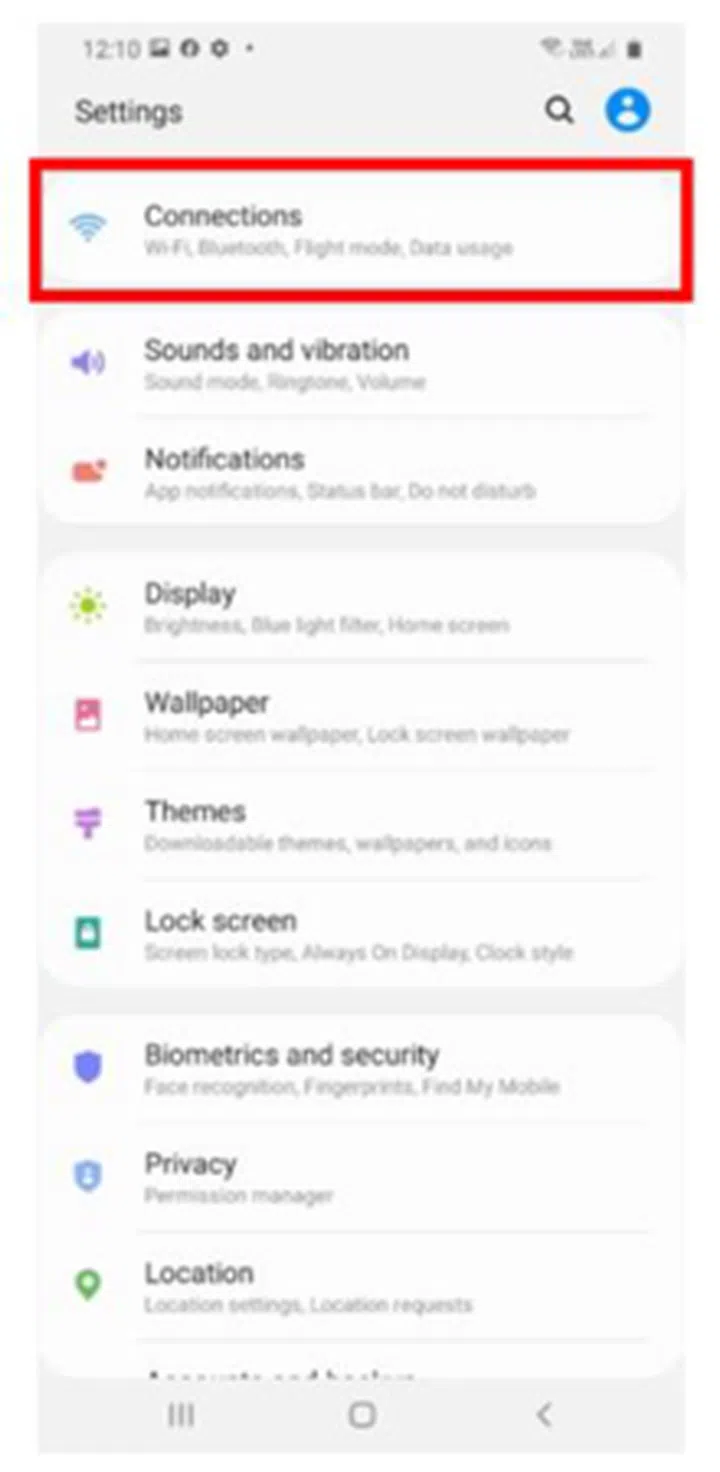 To turn on 5G after updating, start at "connections" inside Settings.