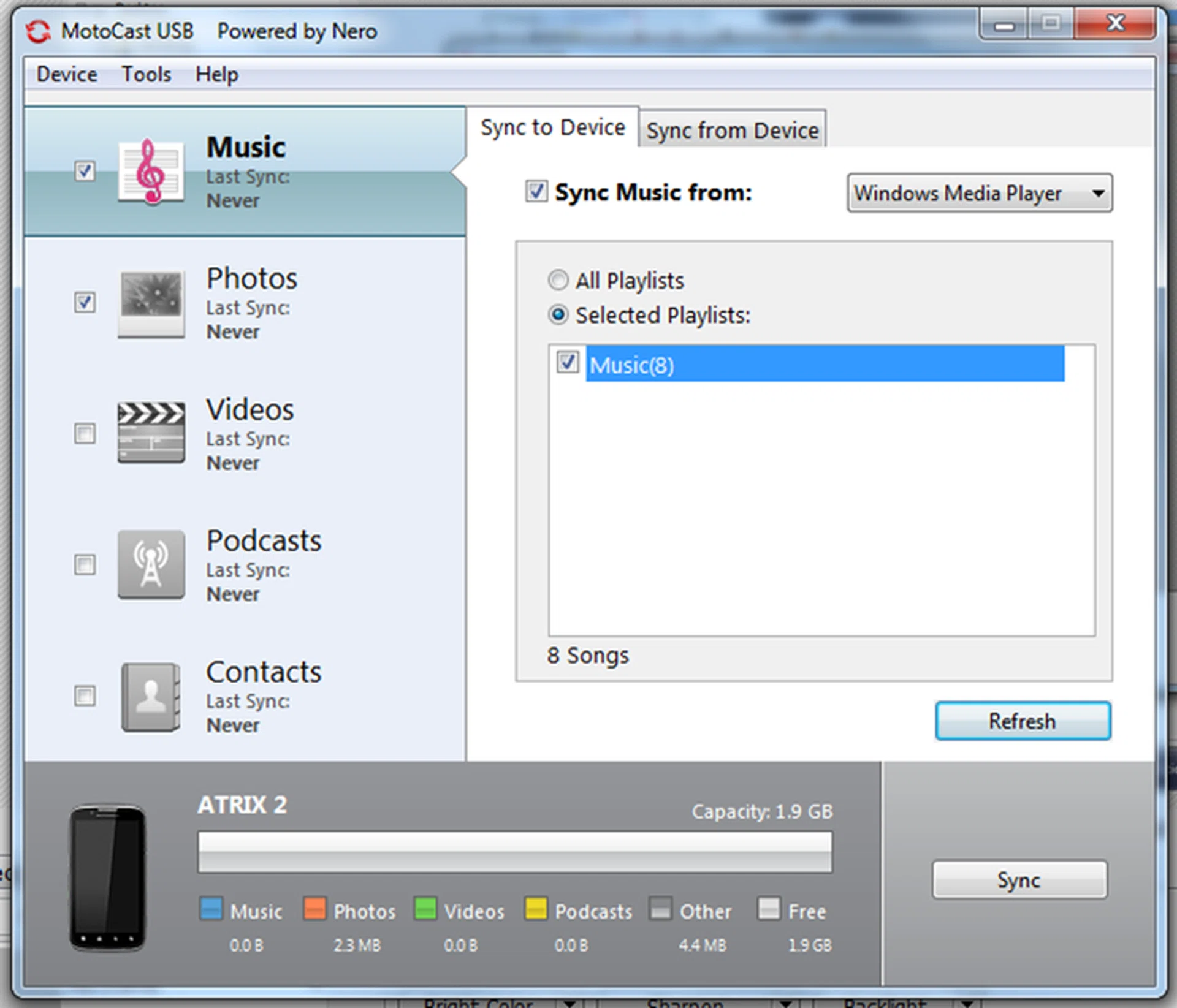 The software also allows users to sync your phone with iTunes or Windows Media Player. 