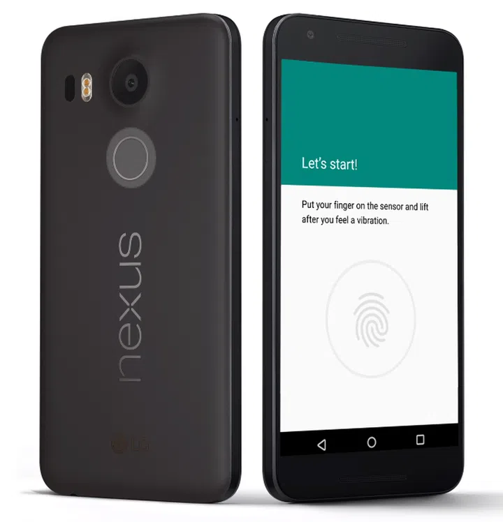 LG Nexus 5X, showing off its Nexus Imprint feature.