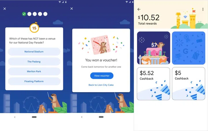 Users can also win by taking part in the daily quiz on Singapore. Image source: Google. 