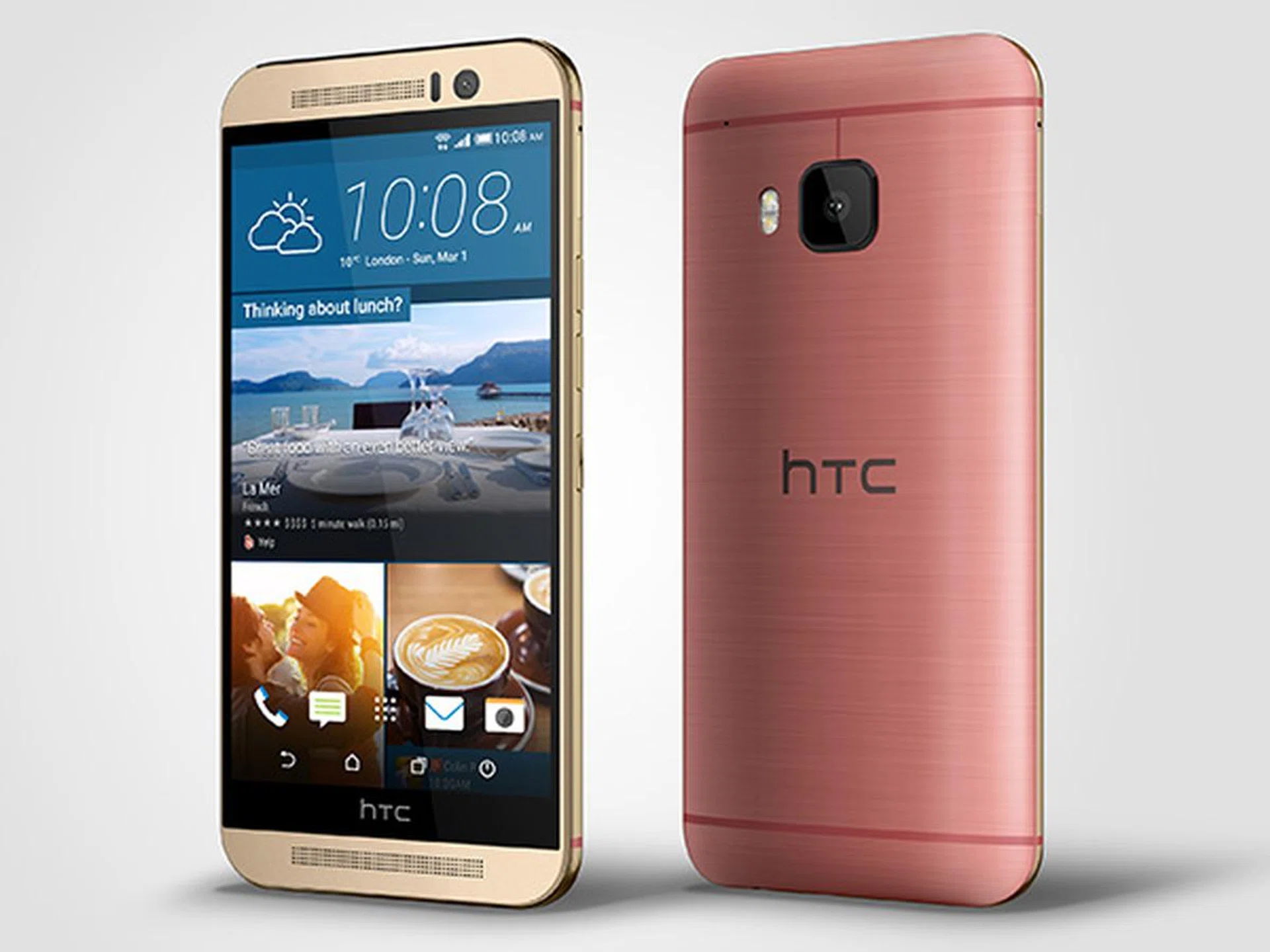 The HTC One M9 will also be available in a dual-tone gold and pink chassis.
