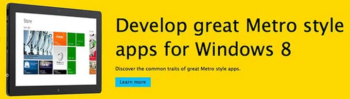 Some quarters at Microsoft are still using the 'Metro' name. (Screenshot from: Windows Dev Center.) 