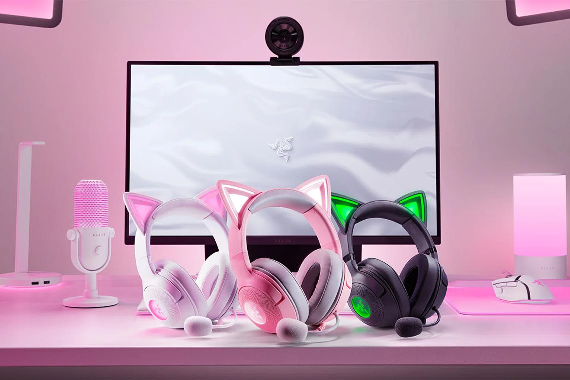 The colourways for the Kraken Kitty V2 and V2 BT are now complete. Photo: Razer.