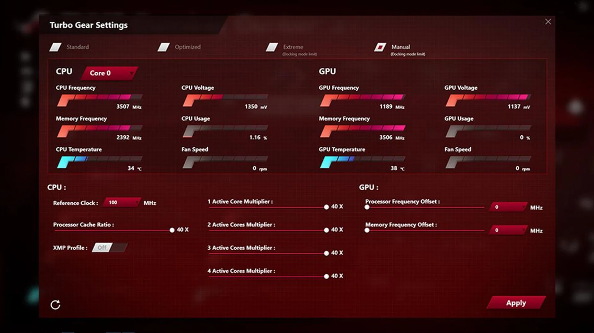 ASUS ROG Game Center overclocking