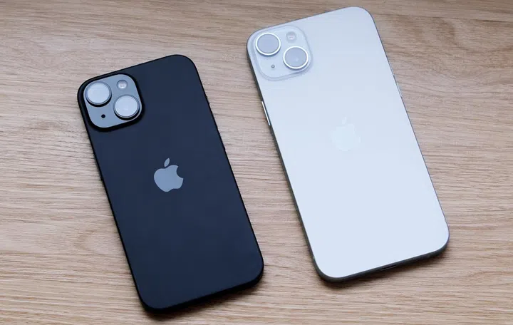 The Apple iPhone 15 Plus (right) is expected to be replaced by the slimmer iPhone model in 2025.