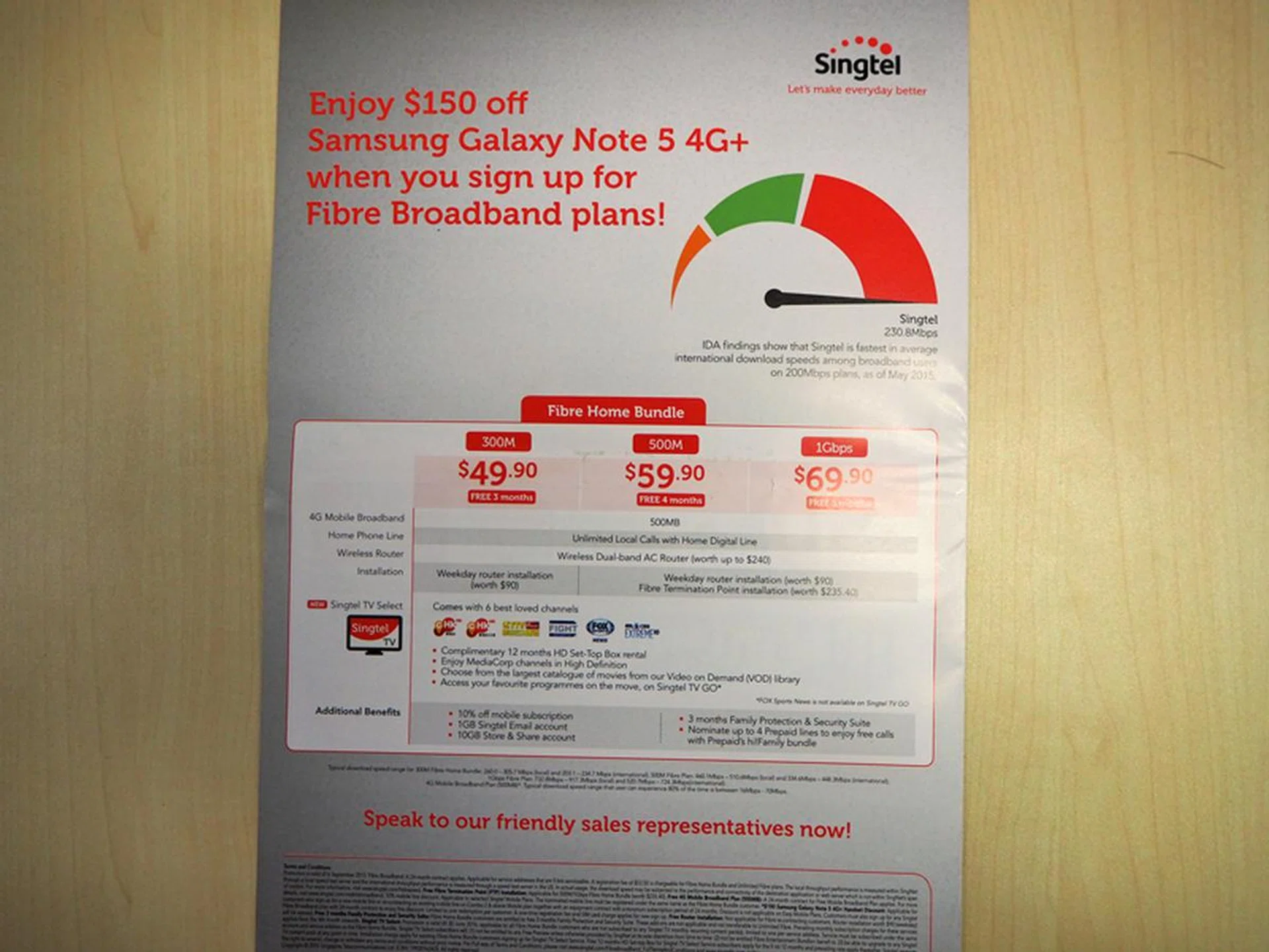 Are you re-contracting from an ADSL to fiber connection? Doing it through the Singtel 1Gbps Fibre Home Bundle plan at COMEX 2015 will net you eight months’ worth of free connectivity – that’s three more than simply switching over from fiber to fiber, as listed here.