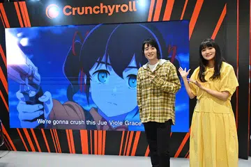 Ichikawa-san and Hayami-san at the Crunchyroll booth. Photo: Crunchyroll