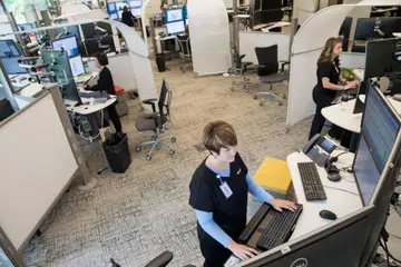 Virtual clinic stations at work.