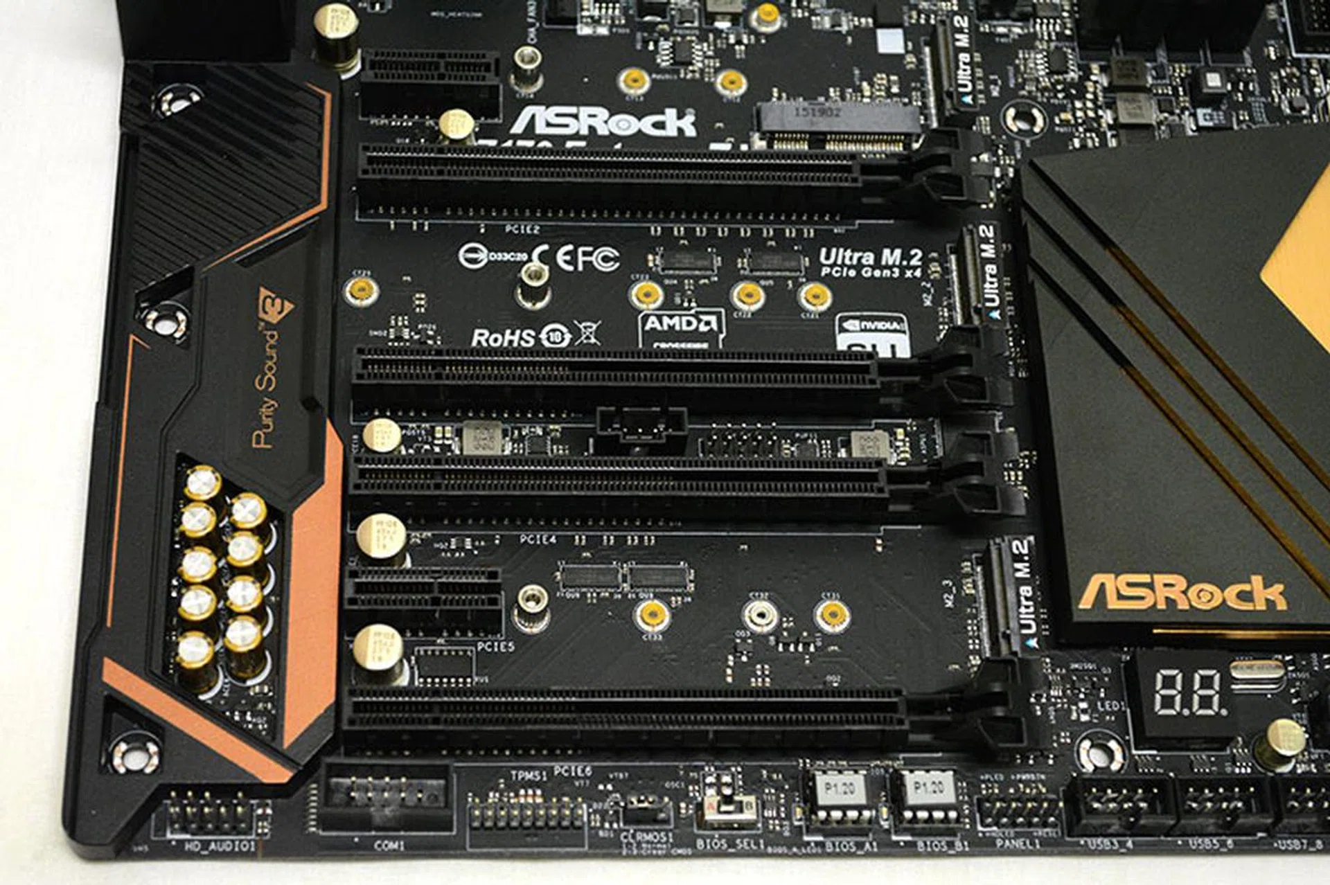 The board has a total of four PCIe 3.0 x16 slots and single PCIe 3.0 x1 and PCIe 2.0 x1 slots for add-in cards. 