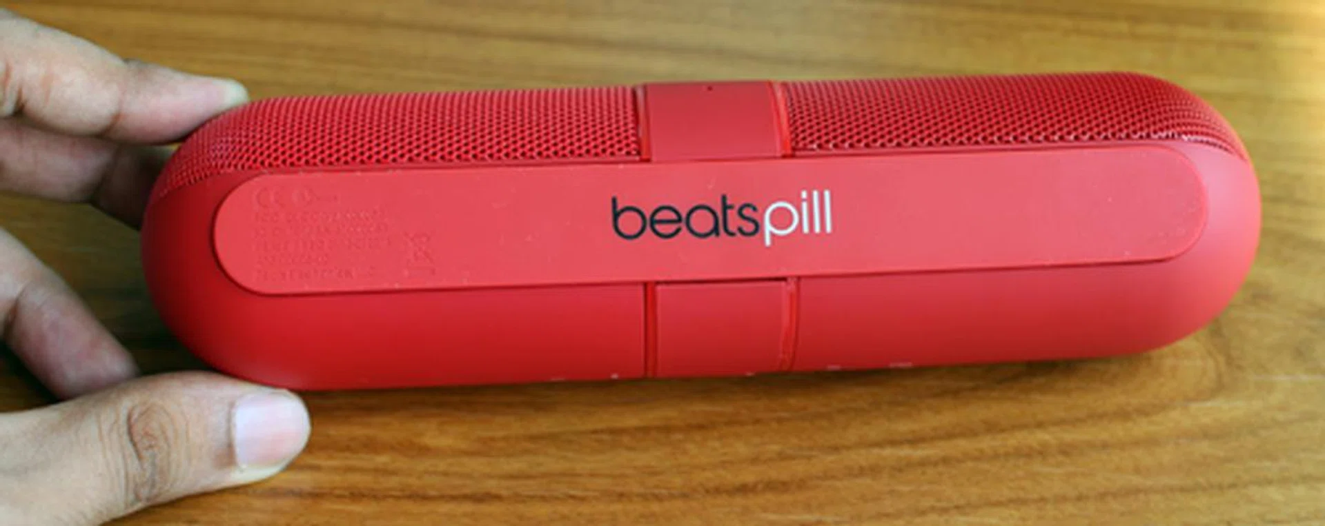 At the bottom, the Beats Pill has a rubber foot which provides stability and prevents the speaker from toppling over.