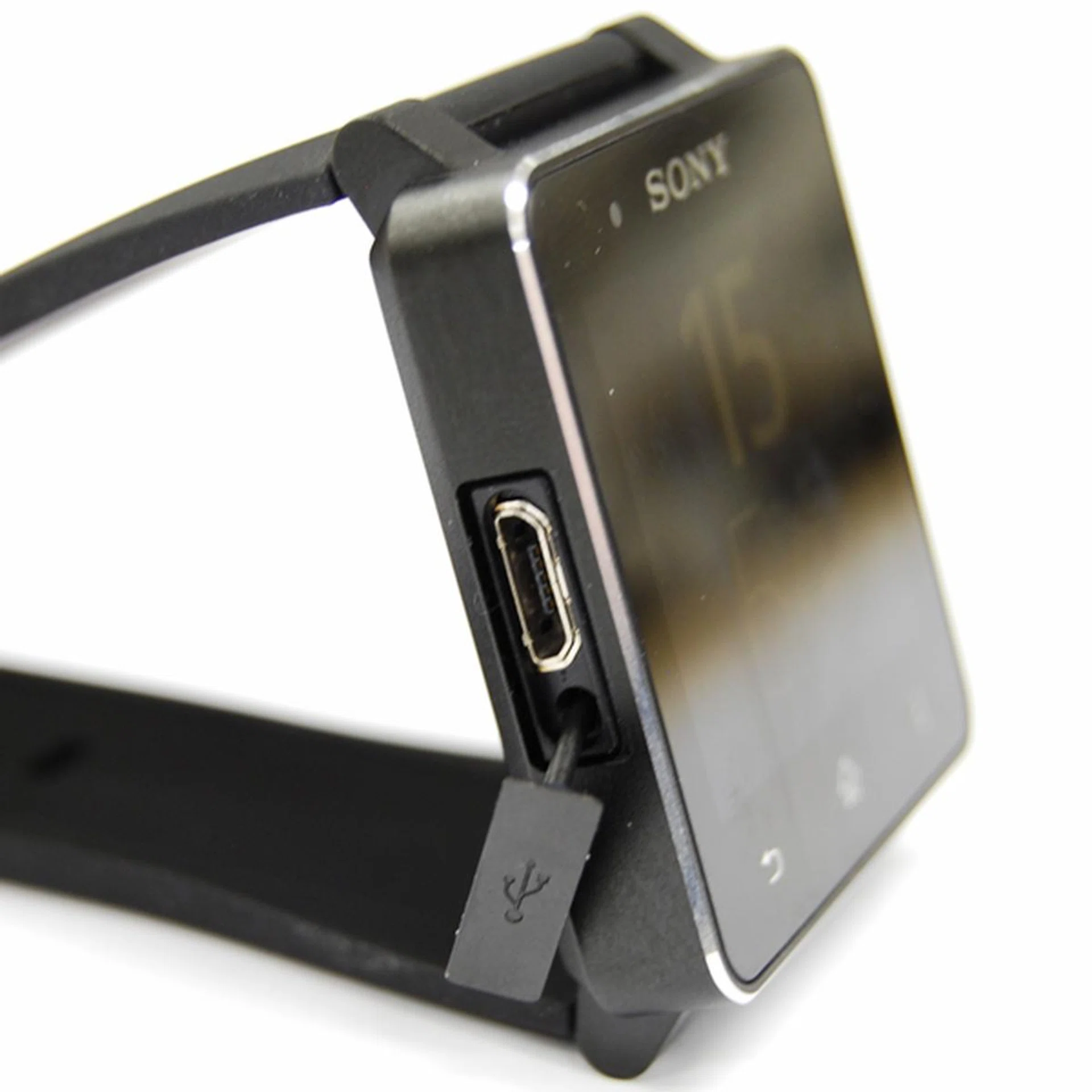 The micro-USB port, which is used to charge the Smart Watch 2, is protected by a sealed cover.