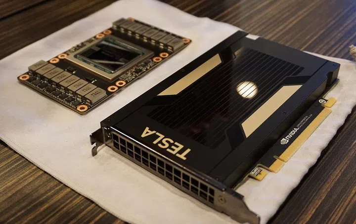The Tesla V100 is available in NVLink or PCIe connectivity form-factor.