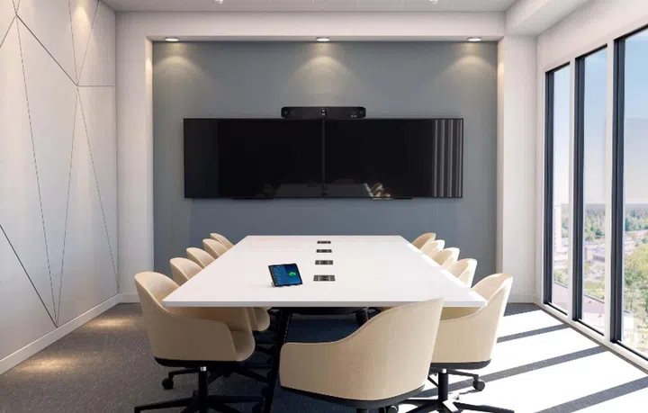 The Studio X70 video bar can work on its own in a conference room. Image source: Poly. 