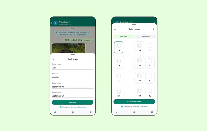 Another example of Flows, this time with a customer booking a flight entirely via WhatsApp.