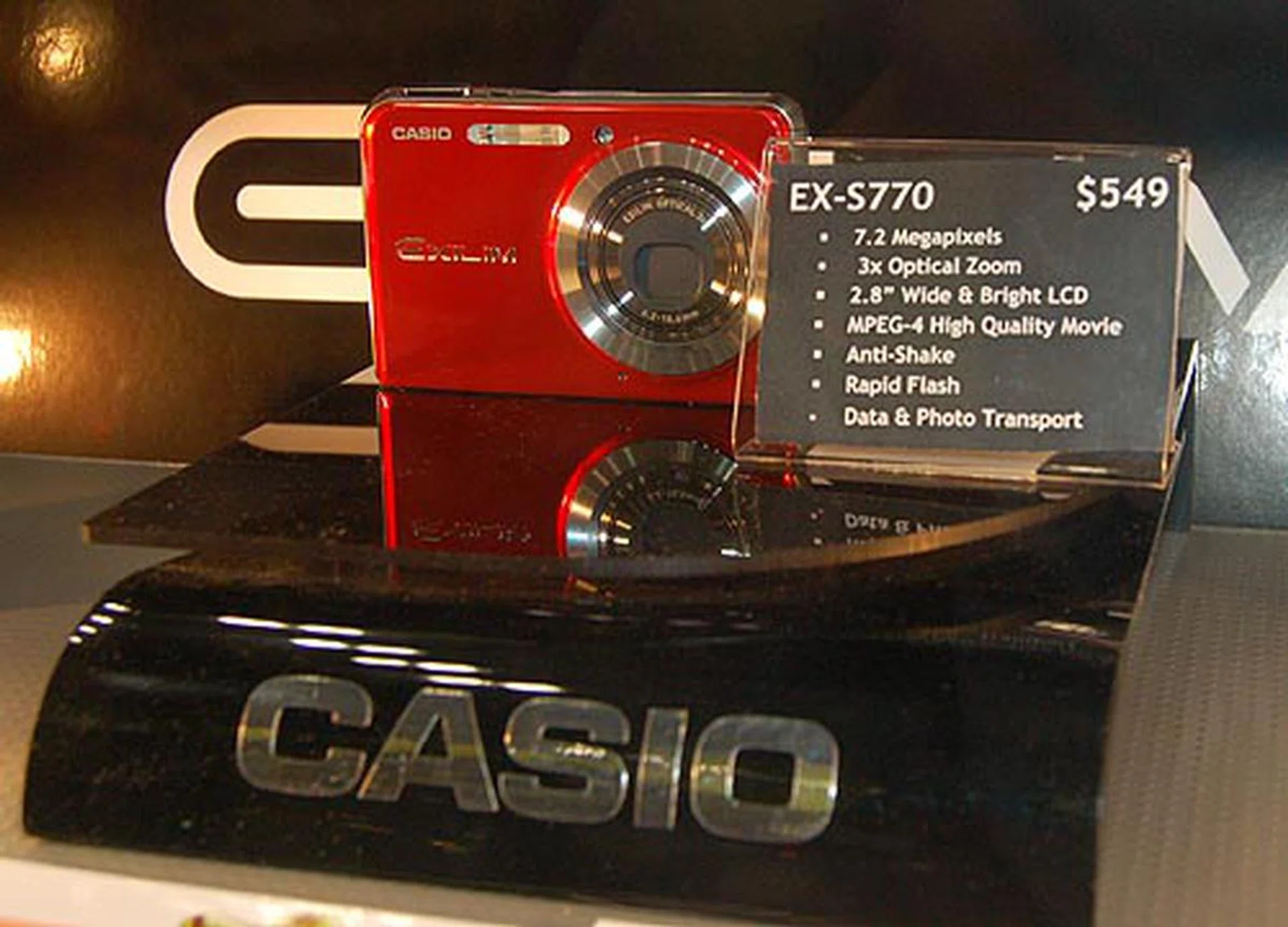  The EX-S770 ExiLim from Casio packs a punch with 7.2-megapixels, 3x optical zoom, anti-shake and a 2.8-inch LCD screen. It goes only for $549.  