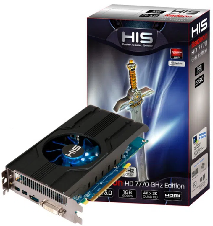 HIS 7770 Fan 1GB GDDR5 <br> Core Clock: 1000MHz <br> Memory Clock: 4500MHz