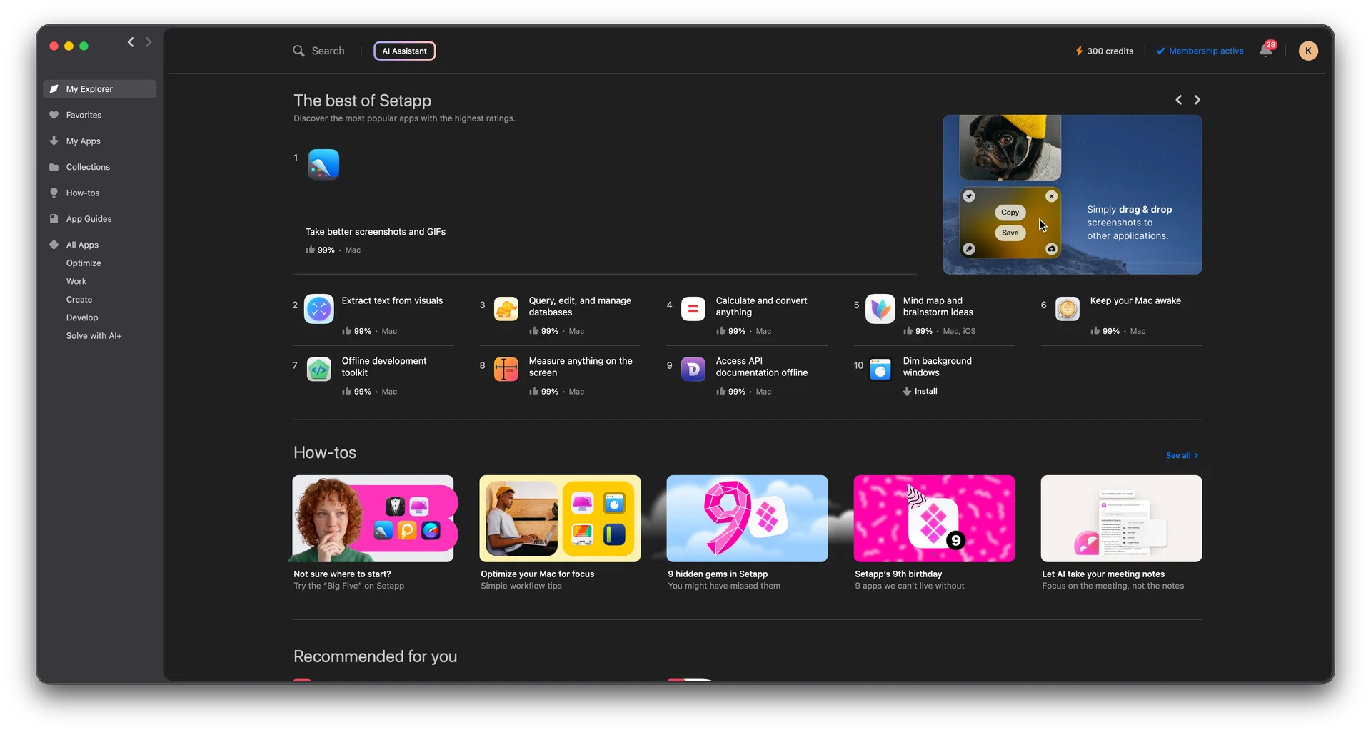 Setapp menu