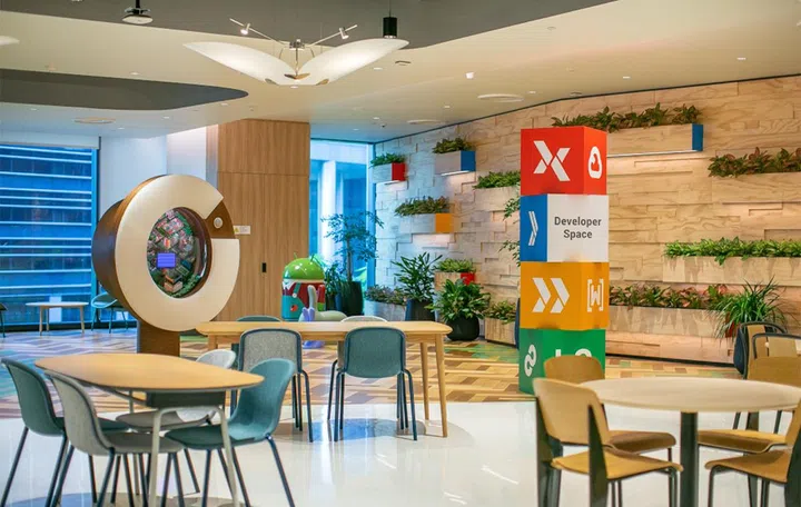 Developer Space @ Google functions as a networking space for developers, startups, and tech interest groups. Credit: Google.