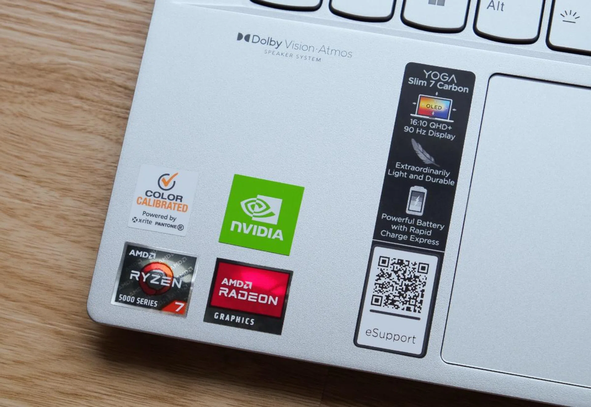 The Yoga Slim 7 Carbon features an AMD CPU and an NVIDIA GPU.
