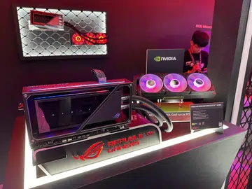 Will the rumoured ROG Astral feature a water-cooled Matrix model of an RTX 50 series card at CES 2025, like it did at Computex 2023? (Image: HWZ)