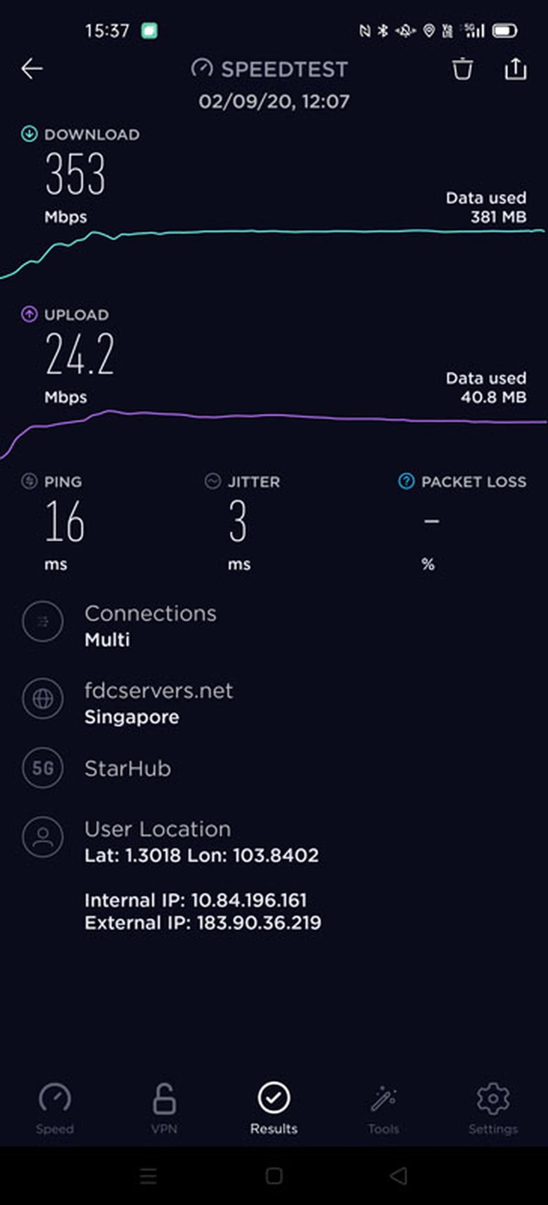 StarHub 5g Test 2
