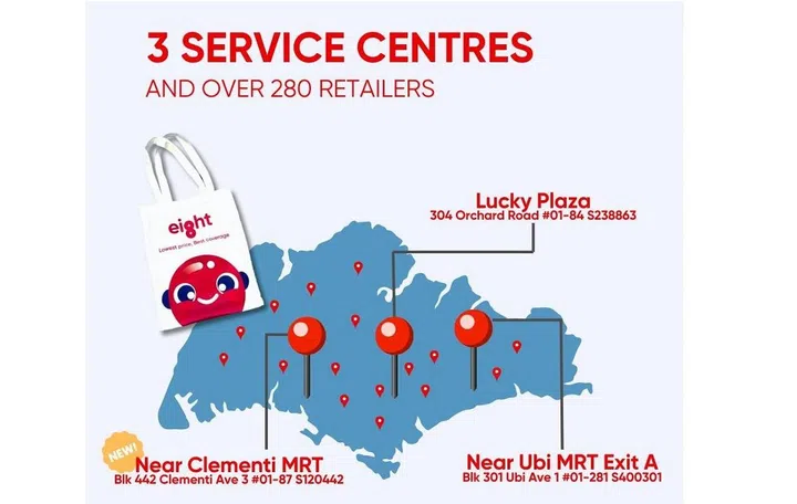 The locations of Eight's service centres. Photo: Eight.
