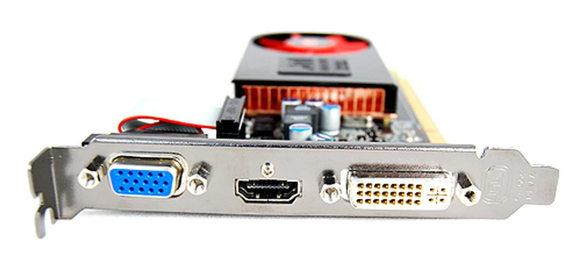 Expect to find the same DVI, VGA and HDMI port arrangement on the Radeon HD 5570.