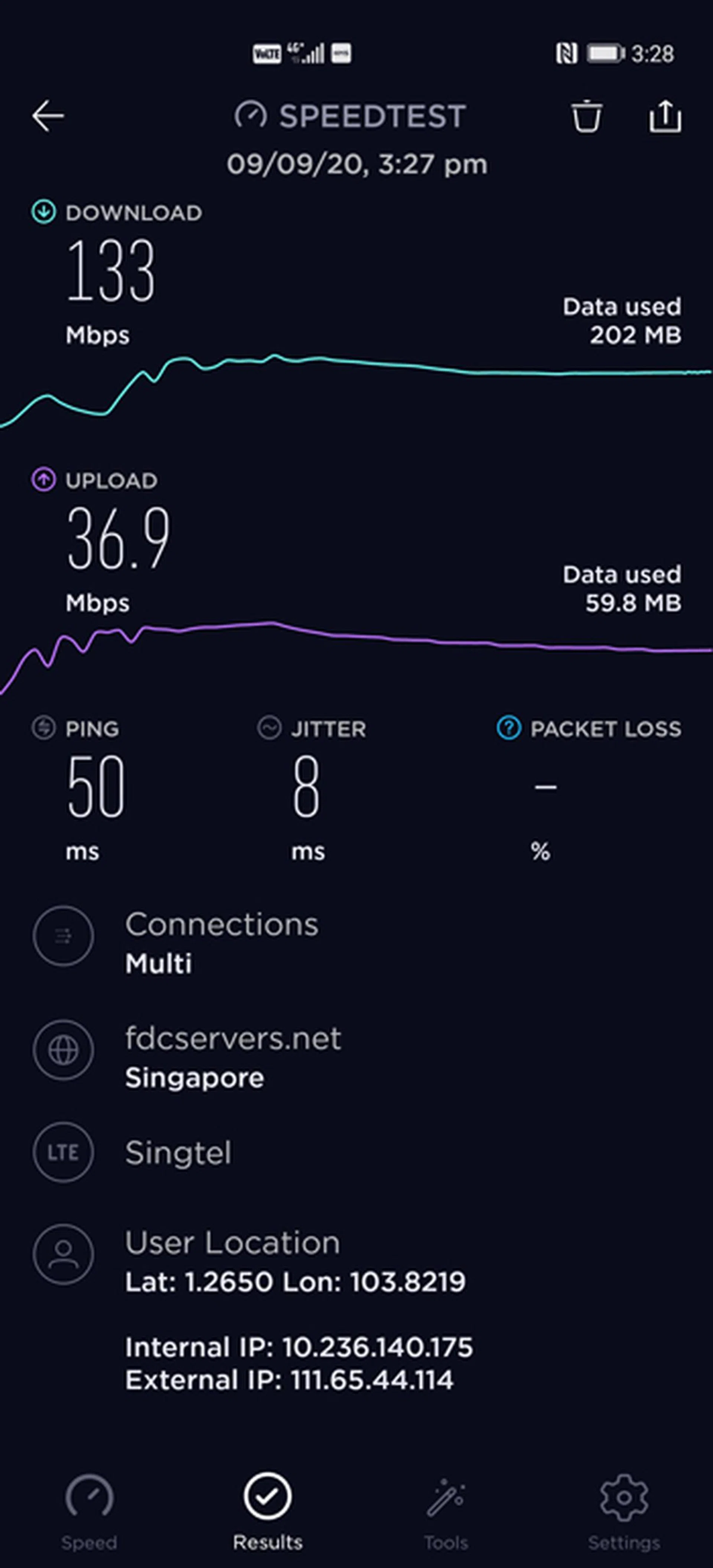 Singtel 4G Test 2.