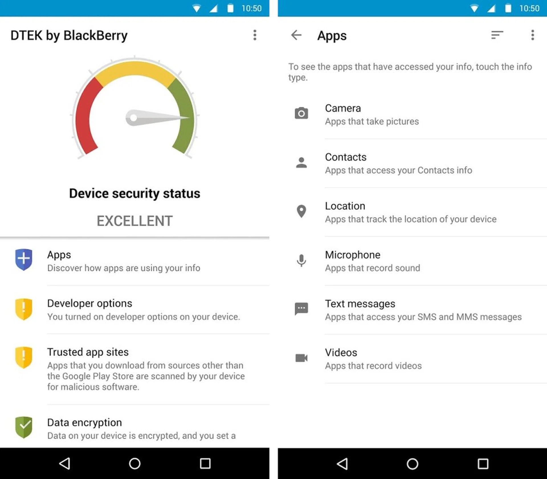 BlackBerry's DTEK app lets you stay on top of your phone's security.