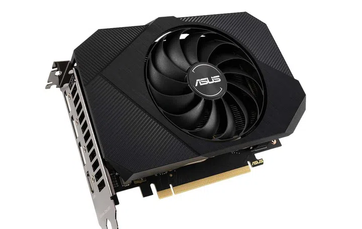 The ASUS Phoenix RTX 3050 will feature a more minimal design, topped by only a single fan. (Image source: ASUS)