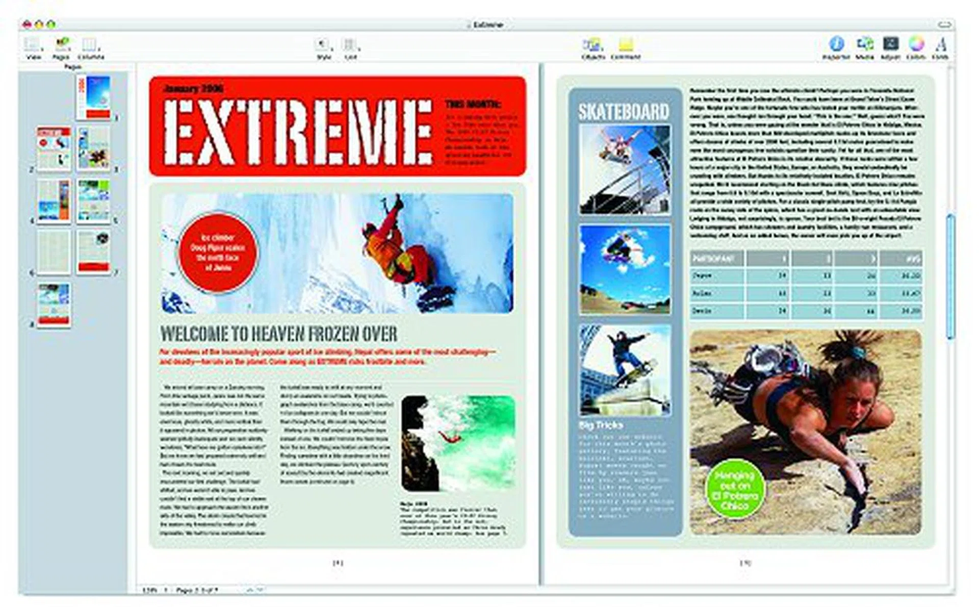 Here's a screenshot of Pages 2 and its advanced page layout possibilities.