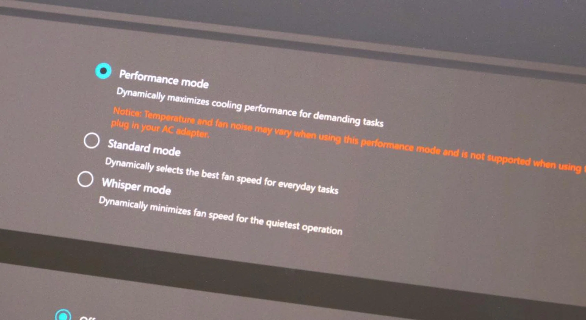 The Performance mode works for some apps but it comes with a serving of clamorous fan noise.
