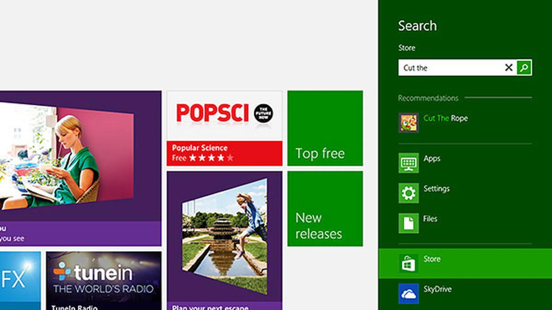 Know the name of the app? Use the Search Charm to find it quickly.