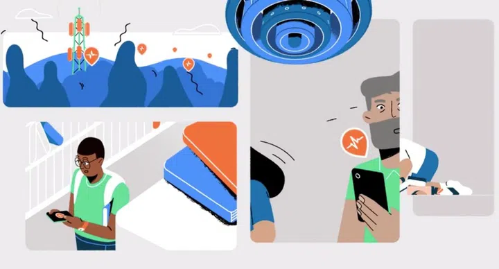 Screenshot taken from Android's YouTube on "Earthquake alerts, now part of Android".